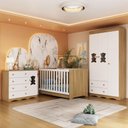 Ver imagem 2 de Quarto de Bebê Completo C/ Berço Americano 3 em 1 Colchão Doçura Multimóveis Mp4670 Madeirado/