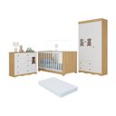 Ver imagem 1 de Quarto de Bebê Completo C/ Berço Americano 3 em 1 Colchão Doçura Multimóveis Mp4670 Madeirado/
