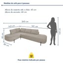 Ver imagem 3 de Sofá de Canto Orgânico 4 Lugares 265cm Base de Ferro Chaise Esquerda Luna