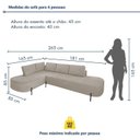 Ver imagem 3 de Sofá de Canto Orgânico 4 Lugares 265cm Base de Ferro Chaise Esquerda Luna Yescasa