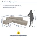 Ver imagem 3 de Sofá de Canto Orgânico 4 Lugares 265cm Base de Ferro Chaise Esquerda Luna Yescasa