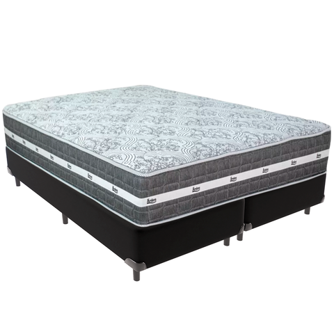 Cama Box Preto e Colchão Black Graphite Molas Ensacadas King 193x203x32 Anjos