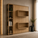 Ver imagem 3 de Cama Casal Dobrável Articulada com Nichos e Prateleiras Amêndoa - Tecno Mobili