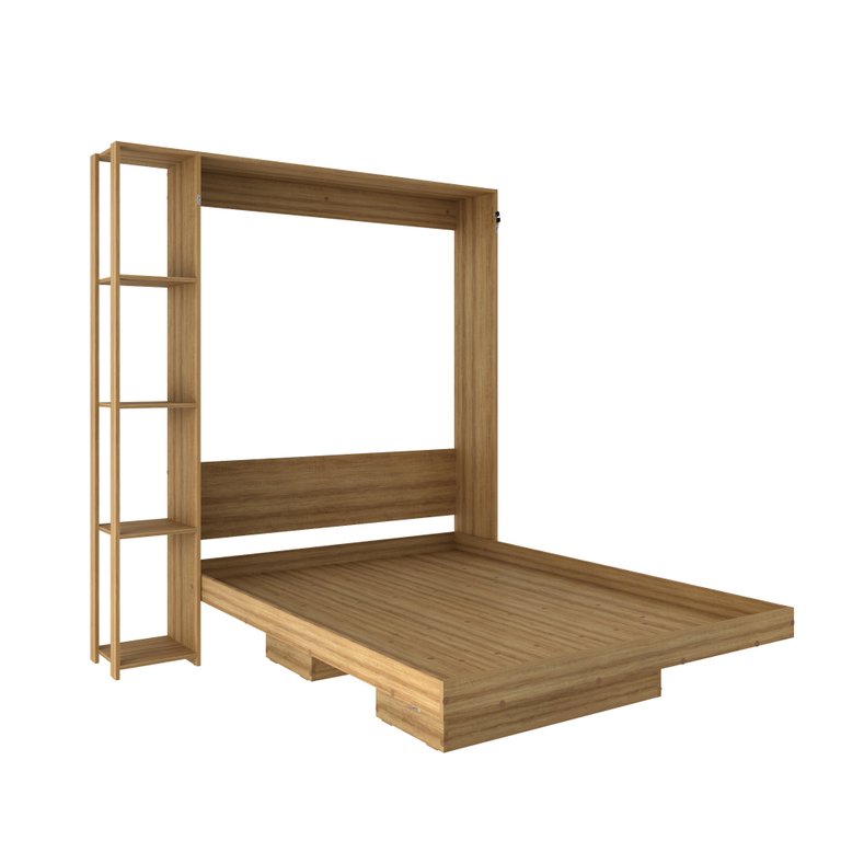 Cama Articulada Casal 193x178,5cm C/ Nichos e Prateleiras Amendoa Cm8014 Tecno Mobili
