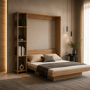 Ver imagem 1 de Cama Casal Dobrável Articulada com Nichos e Prateleiras Amêndoa - Tecno Mobili