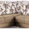 Sofá de Canto Umaflex Toronto com 4 Lugares em Tecido Suede Liso Nescau e Almofadas Soltas Floral - 4