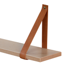 Ver mais imagens de Prateleira de Parede 120 Cm em Mdf com Alça de Couro Sintético Cor Carvalho