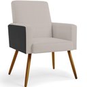 Ver imagem 3 de Kit 02 Poltronas Decorativa Maria W01 Pés Palito Linho Bege Couríssimo Preto - Lyam Decor