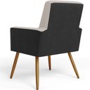 Ver mais imagens de Kit 02 Poltronas Decorativa Maria W01 Pés Palito Linho Bege Couríssimo Preto - Lyam Decor