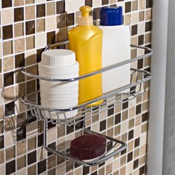 Suporte Em Aço Cromado Porta Shampoo Sabonete Para Parede - 3