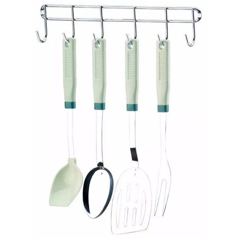 Suporte Multiuso Para Parede Vassoura Utensílios Aço Cromado