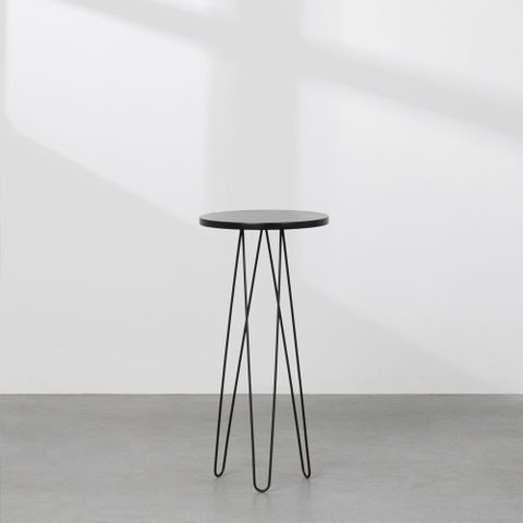 Mesa Lateral Fancy Redonda 26x58cm – Preto Estofaria Willy