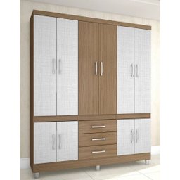 Guarda-Roupa Roupeiro Araplac 10 Portas e 3 Gavetas com Pés - Noce Linho - 1 Guarda-Roupa Roupeiro Araplac 10 Portas e 3 Gavetas com Pés - Noce Linho - 1