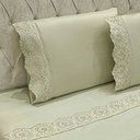 Ver imagem 3 de Jogo de Cama Lençol King Nupcial Percal 300 Fios 4 Peças - Bege