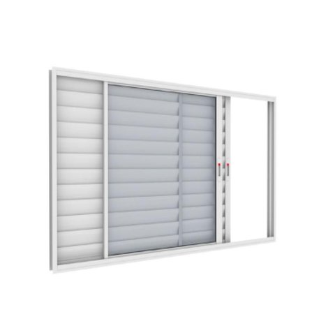 Janela de Correr Alumínio Branco 03 Folhas Veneziana Confort - 100x150