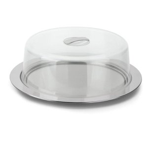 Prato para Bolo Vision 33 cm forma Inox - Transparente 2 peças