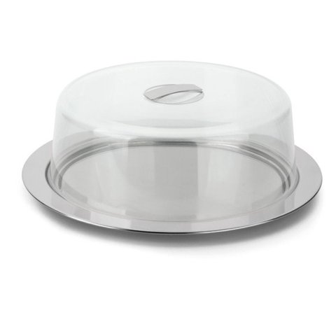 Prato para Bolo Vision 33 cm forma Inox - Transparente 2 peças