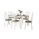 Ver imagem 1 de Conjunto De Mesa Tubular Malva Vidro Branco 140 Cm com 6 Cadeiras 121 Branco Rattan Artefamol 10000 