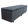 Baú Sapateira Estofada Casal 140 cm Suede Bordado Preto SkyBox - 1