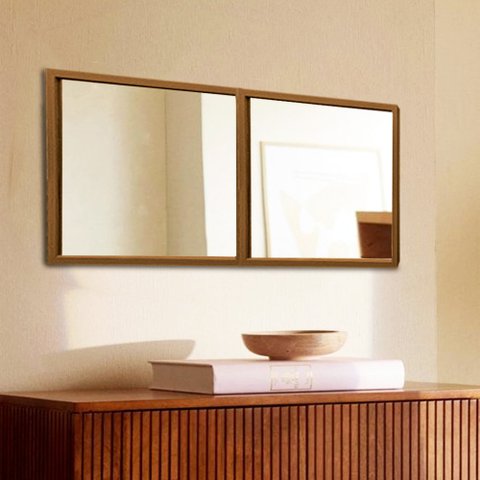 Módulo Espelho Decorativo - Kit 02 de 50x50cm TaColado Moldura Madeira