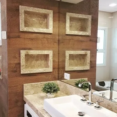 Nicho Banheiro em Mármore Travertino 30x60 C/Fundo C/Borda - 3