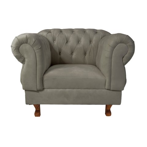 Kit 2 poltronas Chesterfield Capitonê Elisabeth Suede Cinza Chumbo Decoração, Recepção, Salas de Tv 