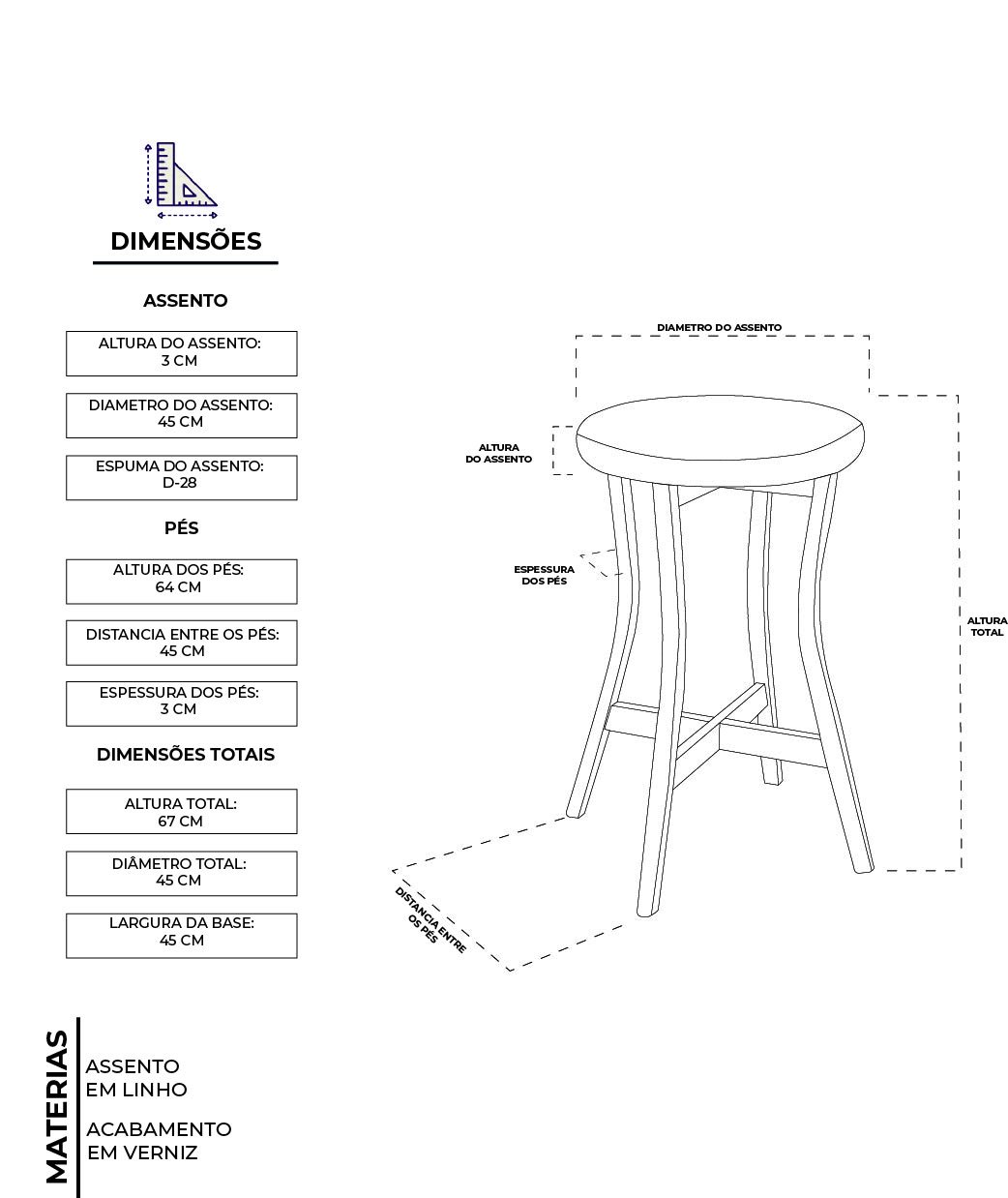 Kit 4 Banquetas Alta Balcão de Madeira Maciça Estofada para Bistrô - Bege Claro - 7