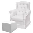 Ver imagem 2 de Poltrona de Amamentação com Balanço e Puff Luna em Tecido Sintético Branco - Larbelle
