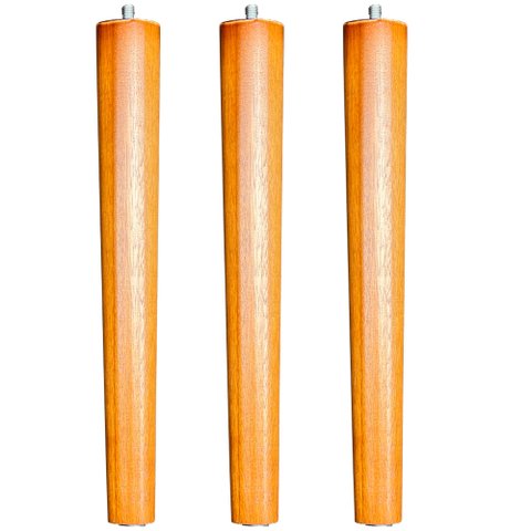 Kit 03 Pés Palito Madeira 35 Cm Rosqueável P02 Móveis Poltrona Puff Mesa - Inoviza