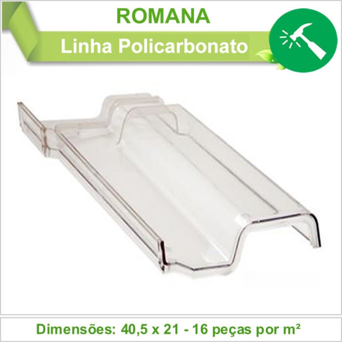 Telha Romana Policarbonato Transparente 4 Peças Plastelha Telha Transparente Policarbonato, Telha Po - 2