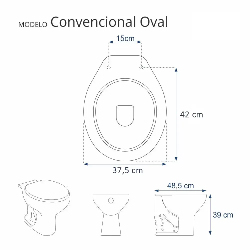 Assento Sanitário Convencional (Oval/Universal) Branco para Todos os Vasos - 4