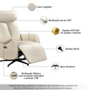 Ver imagem 3 de Poltrona Reclinável Elétrica Luxury Couro Legítimo Off White - Mozzelar