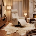 Ver imagem 1 de Poltrona Reclinável Elétrica Luxury Couro Legítimo Off White - Mozzelar