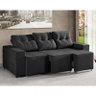 Sofá 3 Lugares Retrátil e Reclinável Bahrein Suede Amassado (Preto) - Minha Casa na Net - 2