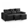 Sofá 3 Lugares Retrátil e Reclinável Bahrein Suede Amassado (Preto) - Minha Casa na Net - 1