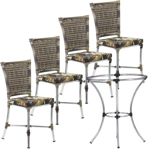 Conjunto Angra com Mesa Alta para Decorar Varanda Jardim Trama Original
