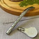 Ver imagem 2 de Bomba Inox para Chimarrão Mate Tererê Bojo Pera 19cm Mil Furos com Rosca