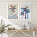 Ver imagem 1 de Conjunto 2 Quadros Coqueiroos Abstratos aquarela 45x34cm:madeira Preta
