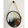 Espelho Decorativo Adnet - 50 cm - Aro Preto / Alça Corda Sisal - 1