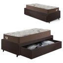 Ver imagem 1 de Base Box Cama Solteirão Sapateira Courino Linho Marrom e Colchão Relax Adorabile Ecoflex 96x203