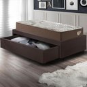 Ver imagem 6 de Base Box Cama Solteirão Sapateira Courino Linho Marrom e Colchão Relax Adorabile Ecoflex 96x203