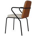 Ver imagem 4 de Kit 02 Cadeiras Estofada para Sala de Jantar com Braço Loft Preto C01 Bouclê Vanilla Courino Caramel