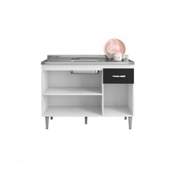 Balcão Gabinete para Pia Gabriela sem Tampo 120cm 3 Portas 1 Gaveta Branco - 4