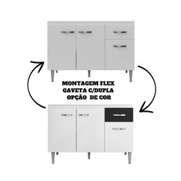 Balcão Gabinete para Pia Gabriela sem Tampo 120cm 3 Portas 1 Gaveta Branco - 6
