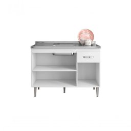 Balcão Gabinete para Pia Gabriela sem Tampo 120cm 3 Portas 1 Gaveta Branco - 2