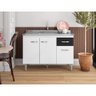 Balcão Gabinete para Pia Gabriela sem Tampo 120cm 3 Portas 1 Gaveta Branco - 5