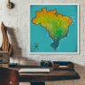 Quadro Mapa Brasil Pinar Viagens 60x60cm Azul - Moldura B - 2