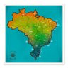 Quadro Mapa Brasil Pinar Viagens 60x60cm Azul - Moldura B - 1