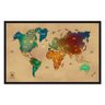 Quadro Mapa-Múndi Pinar Viagens 100x65cm Envelhecido Mold P - 1