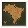 Quadro Mapa Brasil Pinar Viagens 80x80cm Verde Oliva - MB - 1